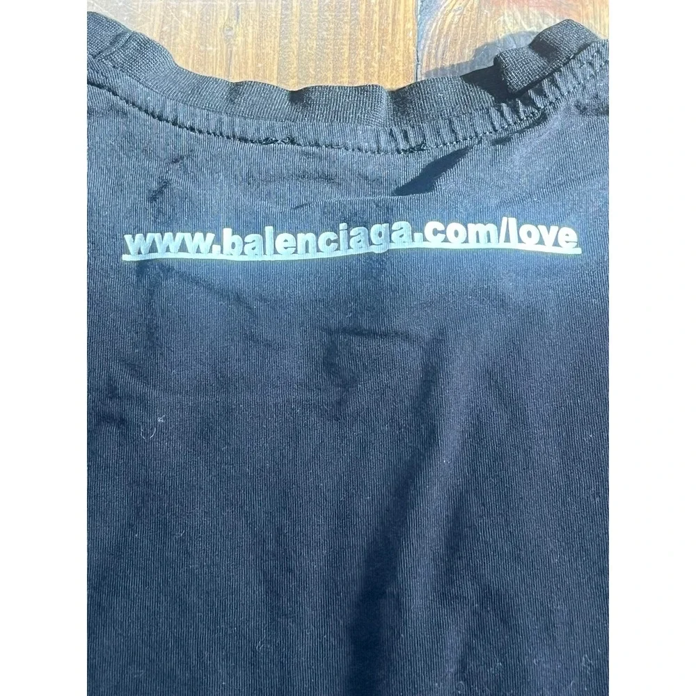 Balenciaga I Love U Graphic T-Shirt Black Cotton Short Sleeve Tee - Picture 4 of 5